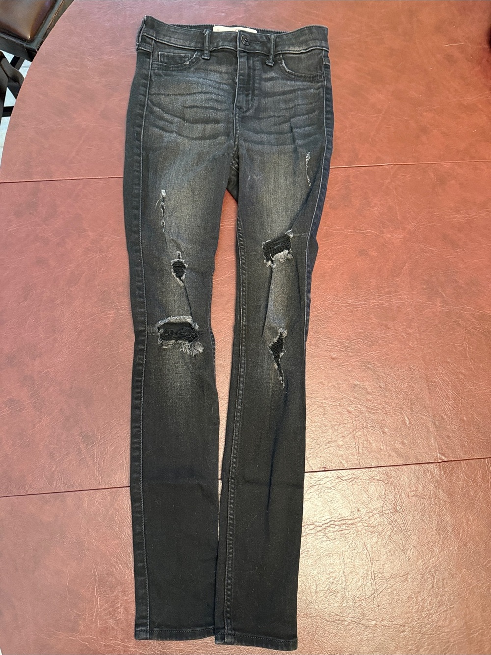 Hollister Black Distressed High Rise Super Skinny Jeans